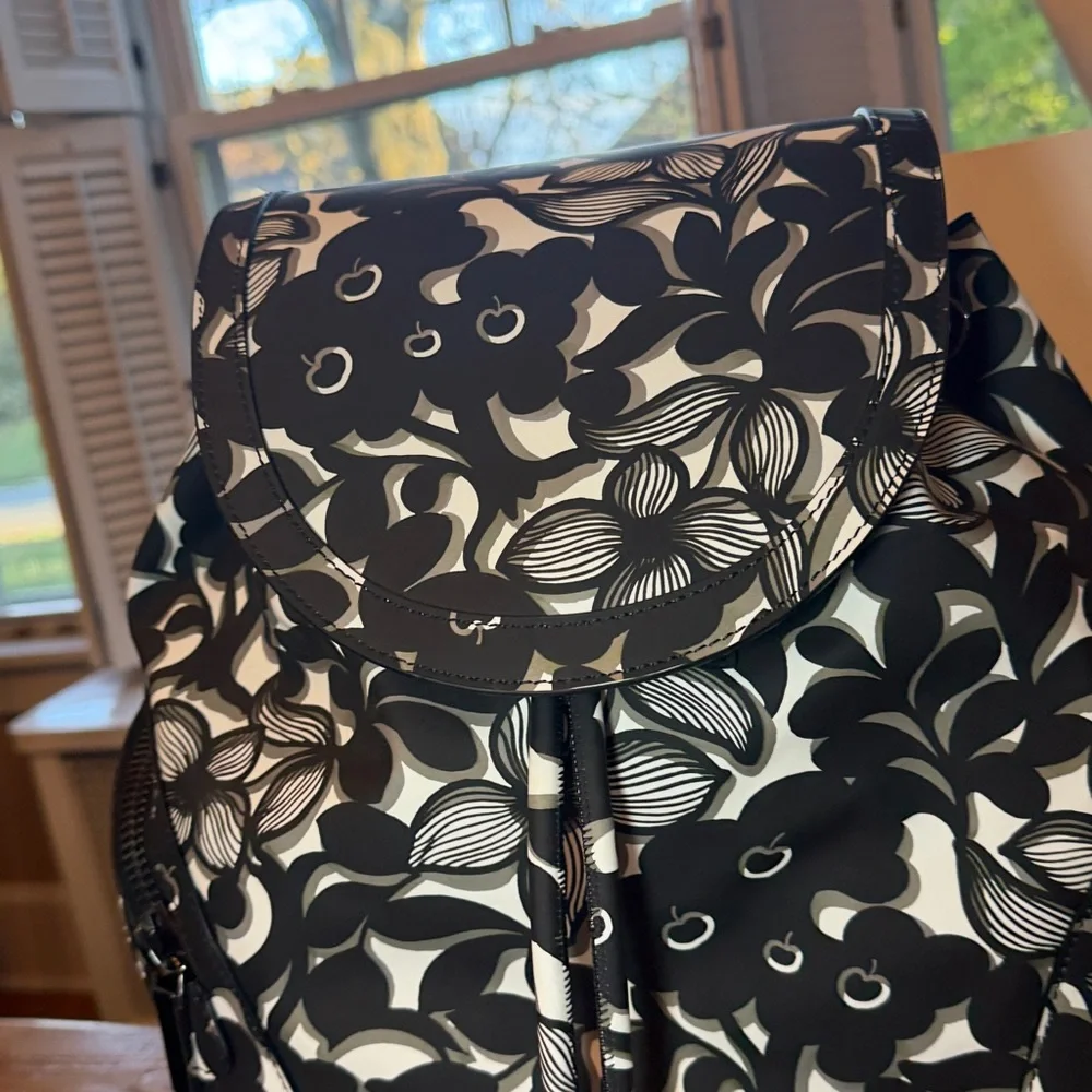 NWT CHRISTIAN LOUBOUTIN Explorafunk backpack. Black and white floral large.